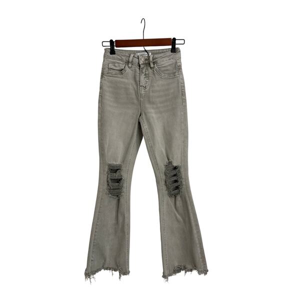Lovervet by Vervet Pants Cropped Flare Distressed Gray Jeans Size Women's 1 / 25 - Picture 1 of 5